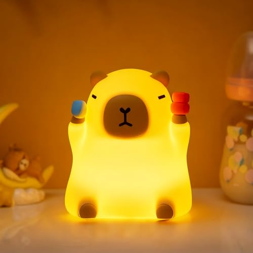 NesveCit Capybara Nachtlicht für Kinder, Capybara Lampe, Dimmbares Nachtlicht für Kinderzimmer mit Timer, Wiederaufladbares Süßes Tier-Nachtlicht für Babys, Schlafzimmer oder Studentenwohnheim