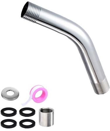 Dstarymnix Duschkopf Verlängerung, 1/2 Zoll Duscharm mit Dekorativem Deckel, 6m Gewindedichtband, 4 Unterlegscheiben, Duschkopfverlängerung, Brausearm Wandmontierte, Handbrause Verlängerung
