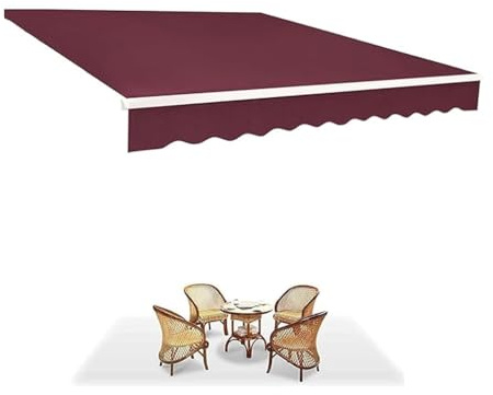 Ausziehbarer Markisenstoff, Ersatz, 5 x 4 m, Burgunderrot, Sonnenschutz für Balkon und Garten, manuelles Terrassenüberdachung, strapazierfähiges Outdoor-Schattenmaterial, UV-Schutz