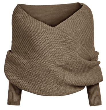 Aniyan Strickschal mit Ärmeln Damen – Schal & Schulter-Poncho 2-in-1, Leicht & Warm, Herbst Winter Schultertuch, Elegante Strick Wraps für Frauen (Khaki)