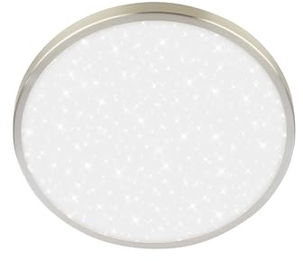 BRILONER - LED Deckenlampe mit Dekorblende, neutralweiße Lichtfarbe, Sternenhimmel, LED Lampe, Deckenleuchte, Wohnzimmerlampe, Küchenlampe, Deckenbeleuchtung, Flurlampe, 24 x 6 cm, Nickel-matt