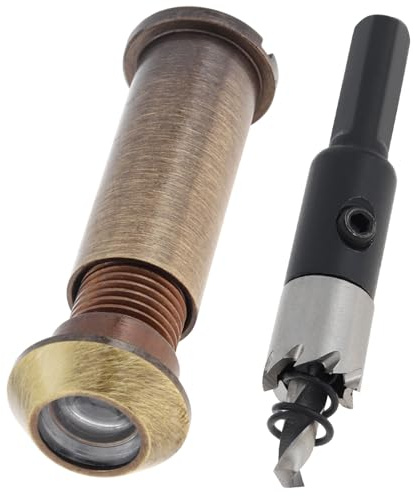HoJLKLD 12 mm Door Viewer Peephole,160-degree Solid Brass Peep Hole wih Drill Bit for 1-3/8 inch to 2-5/16 inch Doors,Door Eye Viewer for Home Office Hotel,Antique Bronze