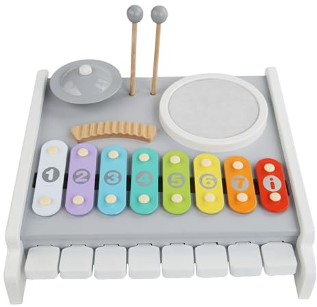 Xylophone Pour Tout-Petits | Jeux Éducatifs D'apprentissage En Bois | Set De Tambour Bébé Instrument De Musique - Pour Garçons Filles Maison Crèche Maternelle Salle De Classe Anniversaire Noël