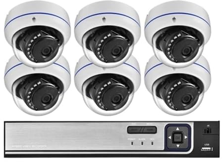 8MP Dome Riot Kamera-Set 4K Audio Video Outdoor-Heimkamerasystem 4 8CH Set Sicherheits-CCTV-Videoüberwachungsset Bewegungserkennung(None,8CH NVR and 6Cameras)