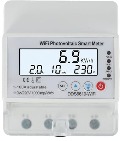 UTTASU Intelligenter Leistungsschalter 100A 1-phasig DIN-Schiene Für TUYA Photovoltaik-Zweirichtungszähler mit LCD-Anzeige, WLAN 2,4 GHz, Überspannungs- und Überstromschutz