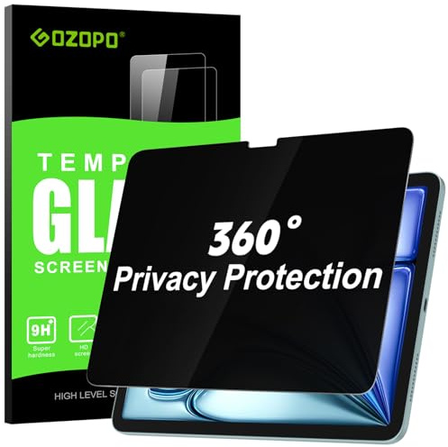 GOZOPO 360° Sichtschutz Folie für iPad Air 11 (M4/ M3/ M2, 2026/2025/2024) | 4-Wege Anti-Spy Panzer Schutz Glas Displayschutz