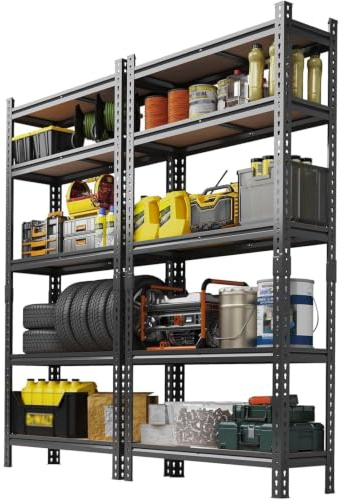 Étagère Rangement métallique, 90x30x183cm, 1800 kg-5 Niveaux modulables