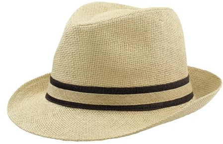 Sombrero Panamá Unisex de Paja para Verano, Transpirable con Banda Decorativa, Protección Solar para Playa, Vacaciones, Viajes, Festival y Uso Diario