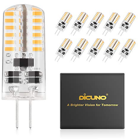 DiCUNO G4 3W LED Warm White Light Lamps AC/DC 12V Non-dimmable Equivalent to 20W~25W T3 Halogen Track Bulb Replacement LED Bulbs 10 Pack