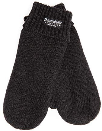 EEM Kinder Winterhandschuhe Fäustling in drei Größen, 100% weiche Baumwolle, Thinsulate Thermofutter, anthrazit S