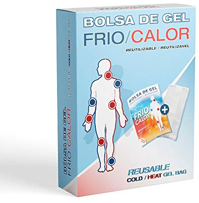 Practicosa Bolsa de Gel Frío y Calor Reutilizable. Bolsa de Primeros Auxilios para Congelador o Microondas. Compresa Fría-Caliente para Lesiones y Traumatismos. 13x18 Cm. 1 Unidad + 1 Funda con Velcro