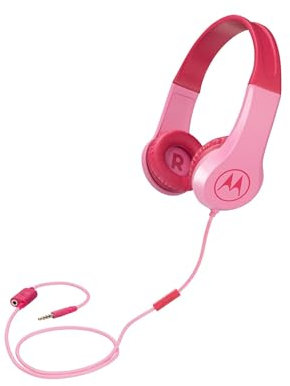 Motorola Squads 200 - Casque Filaire pour Enfants - Volume Limitée avec 85 dB, Flexible et durable, Protection de l'Ouïe et Fonction de Partage de Musique, Coussin anti-allergique (sans BPA) - Rose