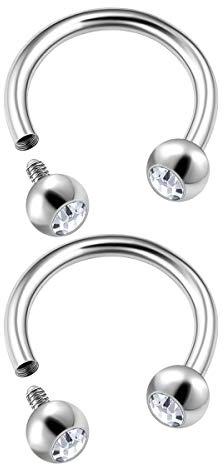 KJM FASHION 2 STK Chirurgenstahl Circular Barbell 1,2mm 16g Ohrringe