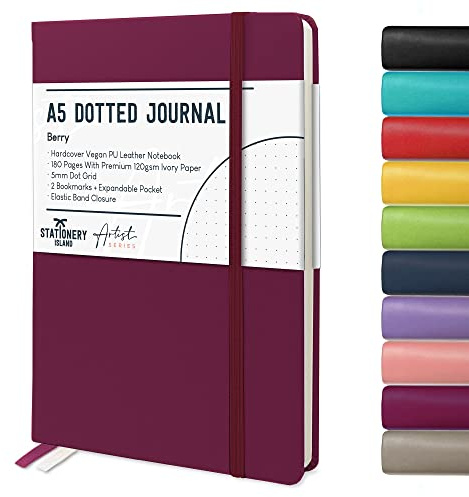 STATIONERY ISLAND Carnet de Notes A5 Pointillé – Berry. Bullet Journal Relié Cartonné de 180pg et Papier de Qualité Supérieure de 120 gsm. Pour Notes, Études, Voyages et le Journal Intime