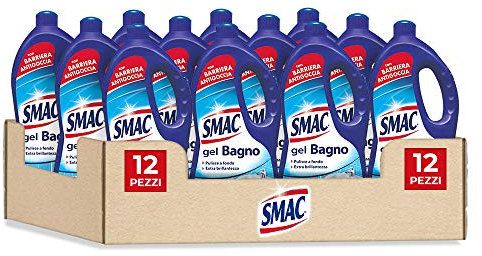 Smac - Detergente Gel Bagno Multisuperficie, Azione Igienizzante e Brillantezza, con Barriera Antigoccia, 850 ml x 12 Pezzi