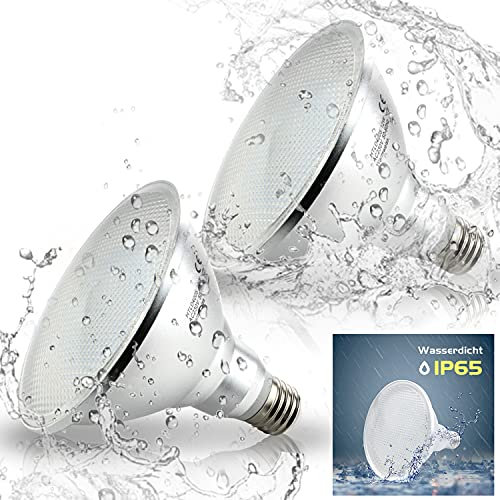 Allesgute 2 X 15W E27 PAR38 LED Floodlight Bulb Warm White 1400LM IP65 Waterproof for Outdoor Use, Eqv.to 150W Halogen Reflector Bulb Not Dimmable 240V