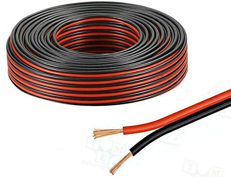 Matassa cavo audio 85 mt bipolare in rame per impianto stereo casse rosso e nero