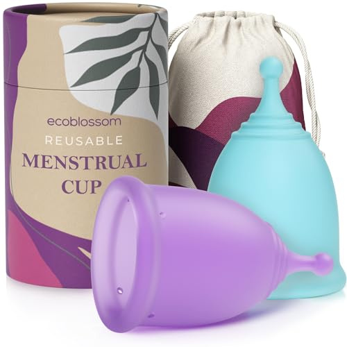 Ecoblossom 2 Large Menstrual Cups - Medical-Grade Silicone, Sustainable, Eco-Friendly, Comfortable & Leak-Proof Period Protection for Up to 12 Hours. Pack of 2 Large Menstrual Cups, 30mL Capacity