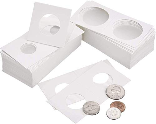 DILISEN 300 delar kartong mynthållare flip mega sortiment, 5 x 5 cm för myntsamling tillbehör (6 storlekar) (6 storlekar)
