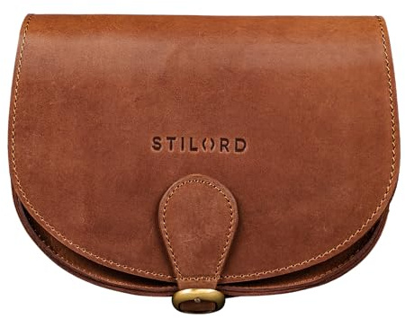 STILORD Helena Kleine Handtasche Leder Damen Umhängetasche Frauen Umhängetasche Schultertasche Ausgehtasche Crossbody Bag Vintage Echtleder Farbe:Andorra - braun