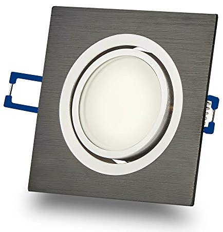 6x LED Einbaustrahler Set 3W warmweiß 230V - GU10 Einbauleuchte eckig-Schwarz schwenkbar aus Aluminium 70mm Bohrloch Deckenspot Einbauspot