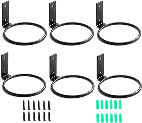 Plant Holder Ring 4 Inch Wall Mounted, 6 Pack Flower Pot Hangers Metal Plant Stand Hanging Bracket Basket Hooks
