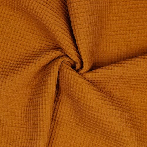 VmG-Store Waffelpique Meterware 25 Farben Waffel Stoff 100% Baumwollstoff Tex 100 (035 I Rost, 50 x 150cm)