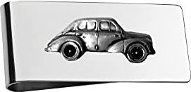 Klassisches französisches Auto 4CV ref208 Zinn-Effekt Design auf einem silberfarbenen Geldklammer-Halter