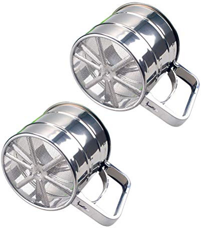 HEMOTON 2pcs Stainless Steel Sifter Cake Baking Filter Bread Flour Kitchen Powder Sieve Flour Sifter Small Sifter Sieve Strainer Sifter Shaker Cup Strainers Baking Tools Flat