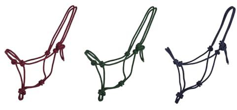NETPROSHOP Knotenhalfter Pferdehalfter Bordeaux, blau oder grün, Gr. Mini Shetty bis XL Full, Groesse:Pony, Farbe:Dunkelblau