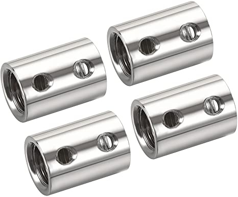 sourcing map 4 Stück Runde Überwurfmutter M10 M4 Gewindehülse Stehbolzen Stangenadapter Rohrverbinder Silber Ton