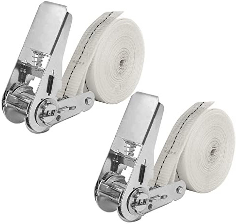 NIUXX 2 Pcs Ratchet Lashing Tie Down Straps Sets, 6m Heavy Duty Tensioning Belt Fastening Load Securing Straps with Adjustable Metal Buckle, Rack Ropes for Truck Luggage Motorcycles Refrigerator