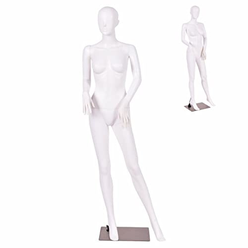 GiantexUK 177cm Female Mannequin, Detachable Full Body Dress Form with Metal Base, Rotatable Head and Arms, Adjustable Mannequin Stand for Retail Clothing Shops (Curved Hands with Facial Organs)