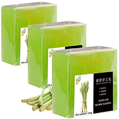 Citronella Soap,MüCkenschutzseife,Handgefertigtes SeifenstüCk mit äTherischen öLen,NatüRliche Citronella-KöRperseife,Zitronengras-KöRperwäSche,Reinigungsseife für Die Gesichtshaut 100g (3Pcs)