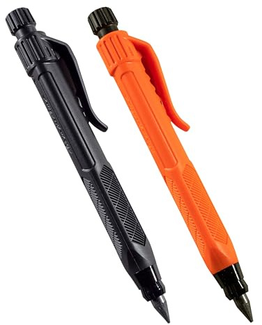 Rite in the Rain Portalápices de plomo alimentados por gravedad, 5,6 mm oscuro (2B), barril negro y naranja, paquete de 2 (n.º 56-2)