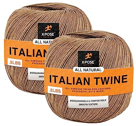 Ruby Italian Spring Twine - 4 ply 1/2 Pound Italian Ball Twine String - Upholstery Webbing - Natural Wax Coated Cord - for Upholstery Supplies, Reupholstery of Springs, and Furniture Repair 2 Pack