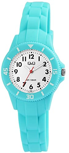 Q&Q Kinder-Uhr Lernuhr Silikon Dornschließe 10 Bar Analog Quarz V26A-00XVY (türkis)