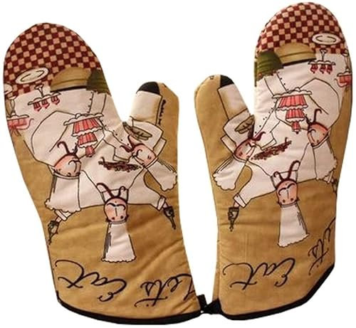 VIKIMO Gants de Four, Gant de Four, Gants de Cuisine, Gant résistant à la Chaleur, Gant de Four Lot de 2 Mitaines/Gants de Four Professionnels for protéger Votre Main Kaki Chef