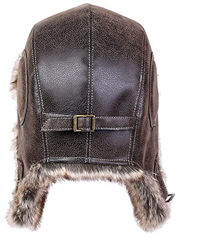 Bombermützen, Wintermützen, Plüsch-Ohrenklappen mit Schutzbrillen, für Herren und Damen, Pilotenmütze, Fell, Schneekappen, warm (Farbe: Braun-Klar, Hutgröße: SM (56 cm – 58 cm))
