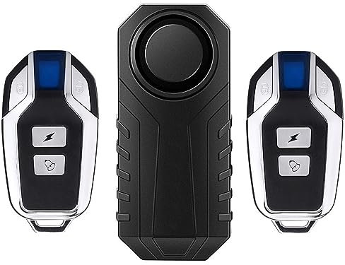 Meichoon Anti Diebstahl Einbruch Fahrrad Alarm Drahtloser Vibrations Bewegungssensor Wasserdicht mit 2 Fernbedienungen 113db Super laut für Fahrrad, Motorrad, Auto, Roller, Fahrzeuge
