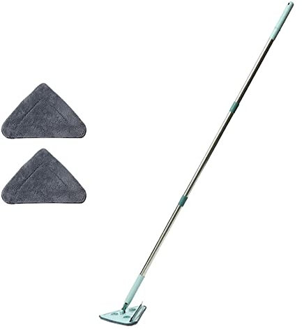 Trapeador húmedo y seco Trapeador de 360 ​​​​° Trapeador Limpio Triangular de Microfibra Extensible Multifuncional Giratorio Ajustable con Mango telescópico con repuestos Paño de Repuesto para