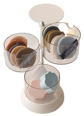 Kosmetik-Eierbox-Organizer-Box, mit 3-lagigem weiß-braunem transparentem Kosmetikbox-Organizer, mehrschichtigem Design-Metall-Kosmetikbox-Organizer, Beauty-Organizer-Box mit Deckel für Laden-Make-up,