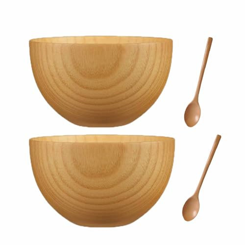 Bol Ramen Anime, Bol de Riz Japonais, Bol en Bois de Dessin animé, Bol en Bois créatif Japonais, Bol en Bois pour Enfants de Jujube Naturel, Salade de Soupe Nouilles de Riz Marron(A,11.5×6.8cm)