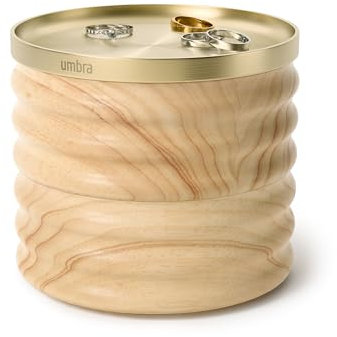 Umbra Tesora Holz Aufbewahrungsbox, Stapelbare Schmuckdose, Natur/Messing