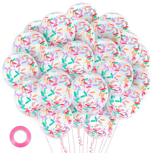 YOTHORN 30 Pcs Multicolor Sprinkle Confetti Balloons,12 Inch Ice Cream Sprinkle Latex Balloons Rainbow Confetti Balloons Pastel Confetti Balloons for Wedding Birthday Party Baby Shower Decorations