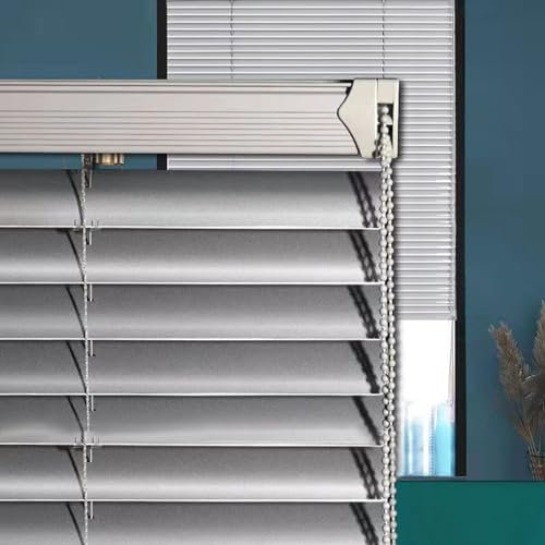 NIANXINN Aluminium Jalousie,Silber Alu Jalousien Rollo Plissee Fensterjalousien,Metall Lamellen,Sichtschutz,Sonnenschutz,für Tür Fenster,Anpassbar Farbe,Breite x Höhe (120cm x 130cm)