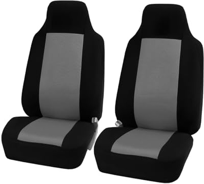 CGEAMDY 2 Stück Autositzbezüge Kompletter Satz, Klassisch Autositzbezüge Sitzschoner Auto Schonbezug Autositz, Ideale Passform Perfekter Schutz Autositze(Schwarz+Grau)