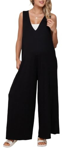 Litthing Women Baggy Jumpsuits Wide leg Cotton Dungarees with Pockets | Jump Suit Loose Fit, Casual Playsuit，Ladies Sleeveless Summer Rompers, Womens Uk Overalls, Wide Shoulder Straps