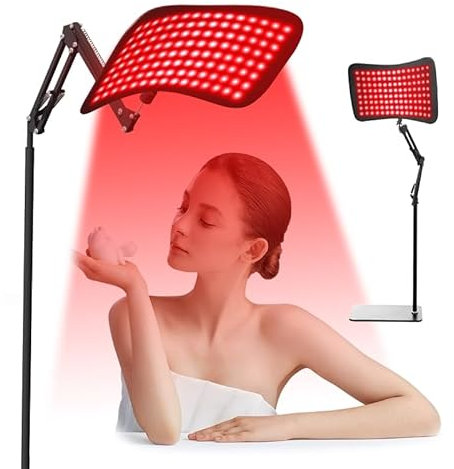 Red Light Therapy Panel with 2-in-1 Removable Floor Stand & Desk Base, 660nm Red & 850nm Near-IR, Home Body Device + Safety Goggles