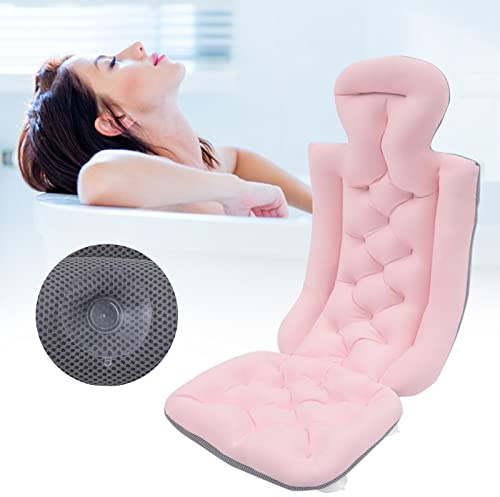 MEHOOSPVN Coussin de bain complet avec coussin, grand tapis de bain, tapis de bain, tapis de bain, accessoire de baignoire, antidérapant, rose